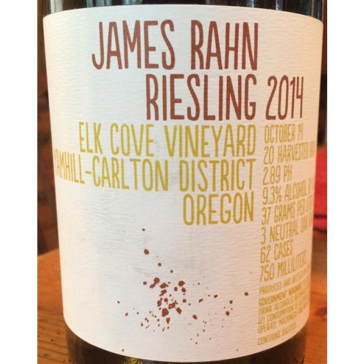 James Rahn Riseling Elk Cove Vyd 20